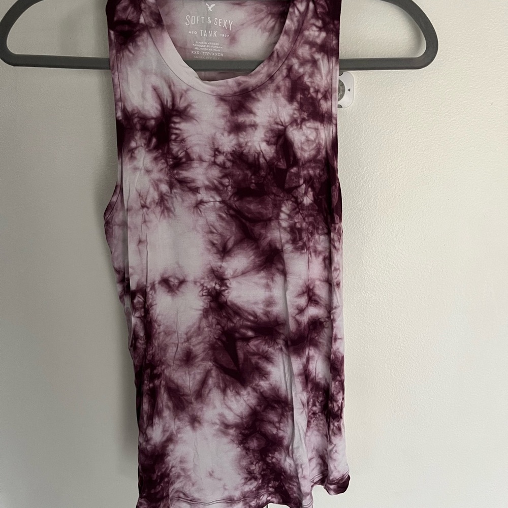 American Eagle Women's Purple Tie-dye Tank Top